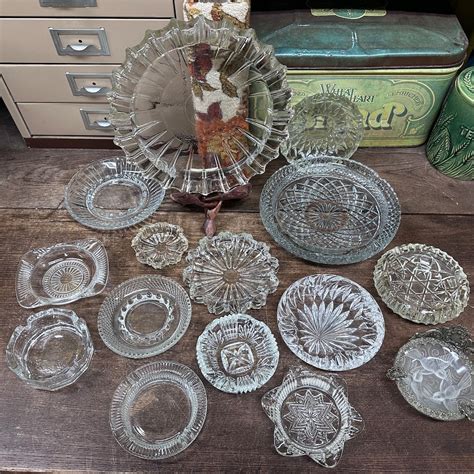 Vintage Ashtrays Clear Glass Ashtray Assorted Designs Your Choice Etsy