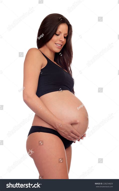 Attractive Brunette Pregnant Underwear Isolated On Stock Photo 228234829 Shutterstock
