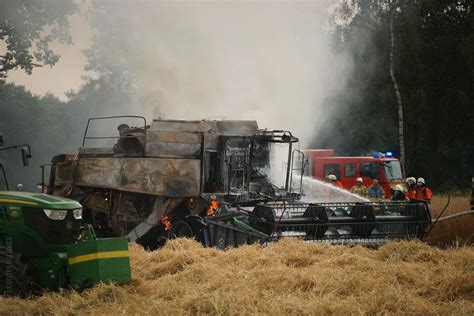 Presse Berichterstattung Mähdrescher Brand