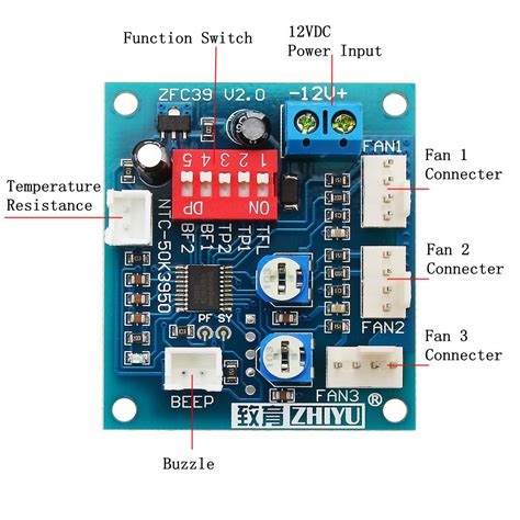 Dc V Four Wire Thermostat Pwm Pc Cpu Fan Temperature Control Speed