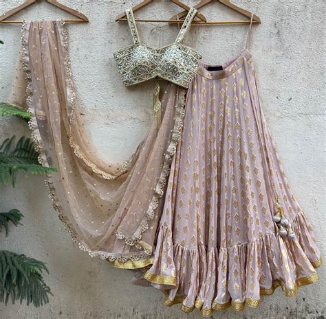 Nude Butti Mirror Lehenga Set - Priti Sahni - East Boutique