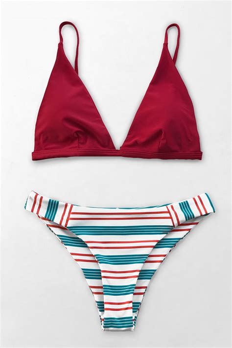 Red White And Blue V Neck Bikini