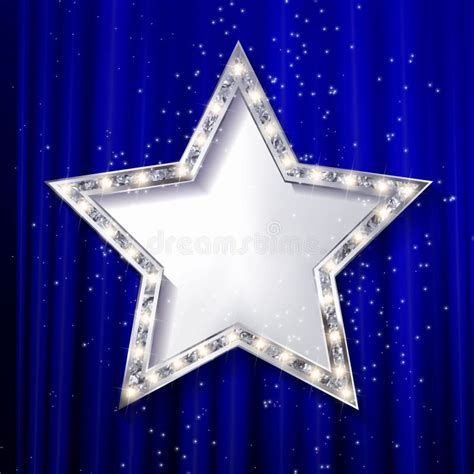 Vector Silver Star On The Starry Night Stock Illustration
