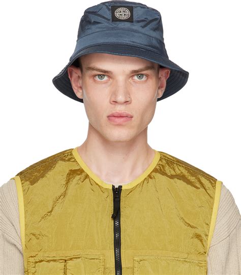 Stone Island Blue Logo Bucket Hat Stone Island