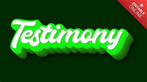 Testimony | With Green 3D Projection | Text Effect Generator