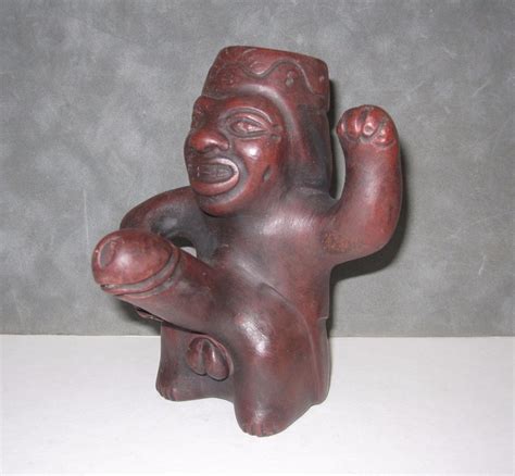Peruvian Sex Pottery Moche Ceramic Style Erotic Ithyphallic Redware Pitcher