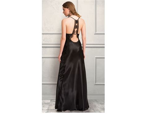 Black Satin Nightgown Lace Nightgown Sexy Long Nightdress Lingerie Valentine S Day Gift Bridal