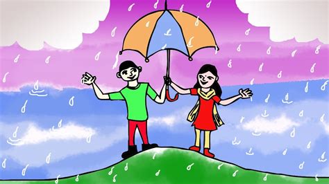 How To Draw A Rainy Season Step By Step Very Easy Rainy Season