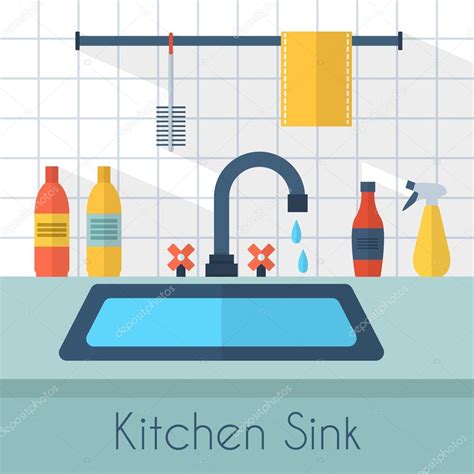 Kitchen Sink With Kitchenware — Stock Vector © Elvetica 69624917