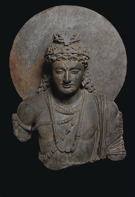 A Monumental Gray Schist Bust Of A Bodhisattva Ancient Region Of