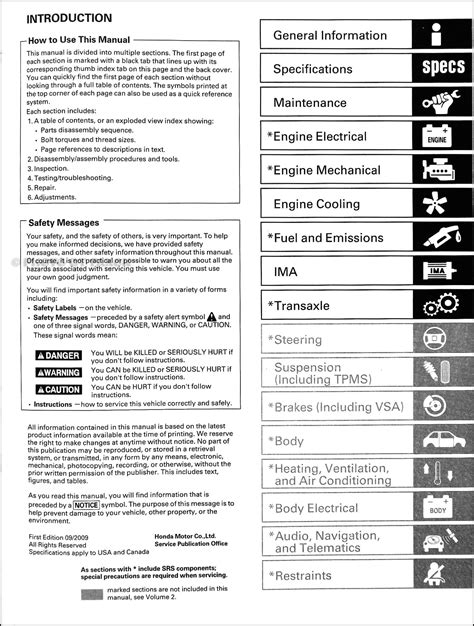 Honda Civic Hybrid Repair Shop Manual Original Set