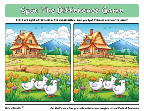 easy spot  difference printable games