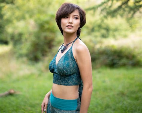 Turquoise Bikini Crop Top Paisley Print Hippie Psy Trance Etsy