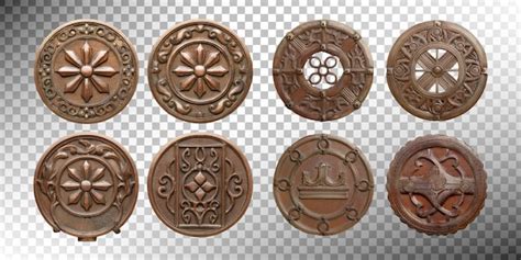 Free PSD | Decorative Round Wooden Discs with Intricate Designs