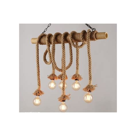 Lustre Cordes et bois luminaire Rustique ou bohème Diiiz