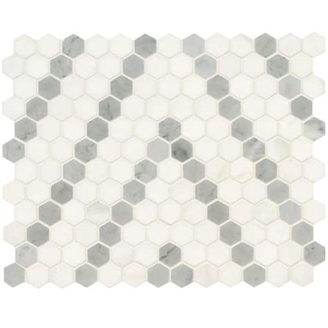 Msi Bianco Dolomite 11 In X 14 In Polished Marble Mesh Mounted Mosaic