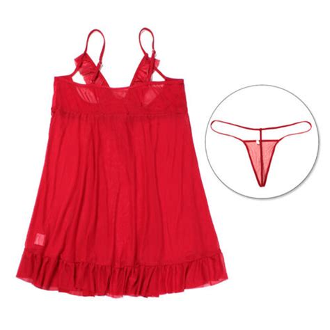 Plus Size Women Sexy Lingerie Open Cup Chemise Nightwear Romence Sleepwear Red EBay
