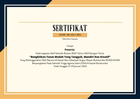salinan  navy yellow simple elegant sertifikat partisipasi