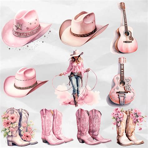 Watercolor Coastal Cowgirl Clipart Cowgirl Bachelorette Watercolor