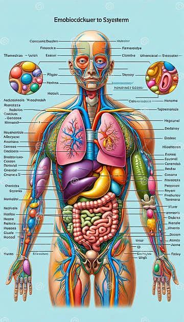 Anatomical Diagram of the Human Body Systems Stock Illustration