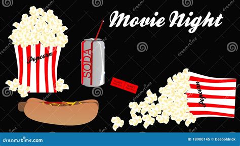 Movie Night With All The Trimmings Stock Vector Illustration Of