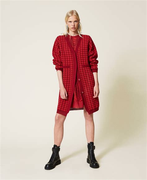 Houndstooth Jacquard Cardigan Woman Red Twinset Milano