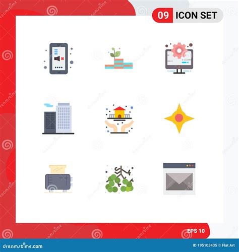 Modern Set of 9 Flat Colors Pictograph of House, Protection, Business