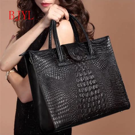 Genuine Leather Alligator Women Shoulder Bags Women Handbags Large