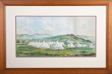 Gh Stuart Mid 20th Century Watercolour Military Encampment Von Gh