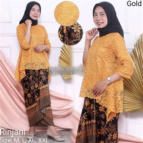 Jual Setelan Kebaya Brokat Rinjani Dan Rok Plisket Batik Kebaya