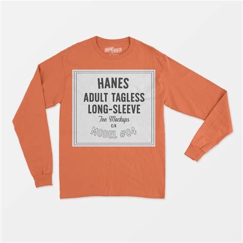 Premium Psd Hanes Adult Tagless Longsleeve Tee Mockup