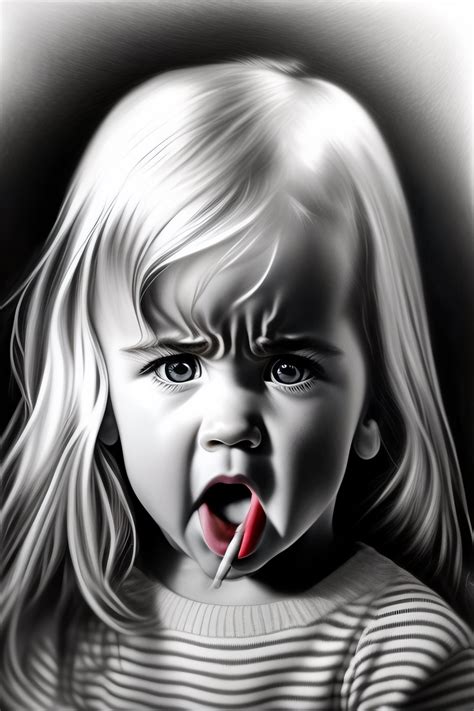 Lexica Pencil Drawing Of A 3 Year Old Blonde Girl Angry