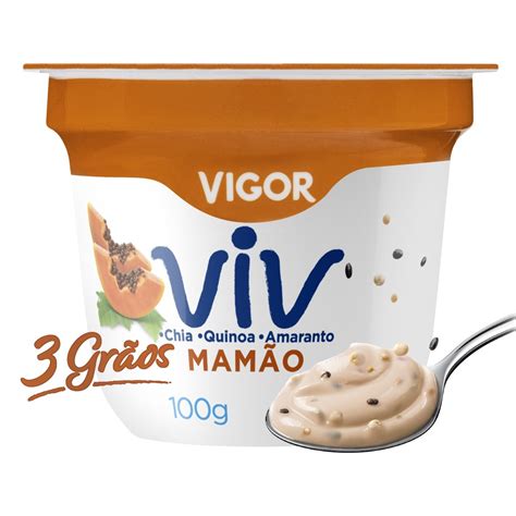 Iogurte Integral Mamão Vigor Viv 3 Grãos Pote 100g Loja Teste