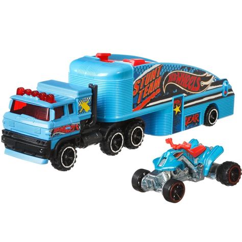 Set Camion Si Masina Sport Hot Wheels Stuntin Semi Ani Mtbdw