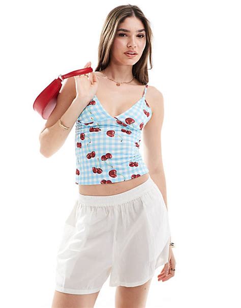 Asos Design Cherry Gingham Cami Top Asos