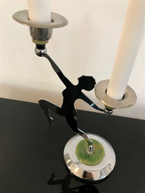 An Art Deco Pair Of Bakelite And Chrome Nude Candlesticks Artedeco Online Antiques