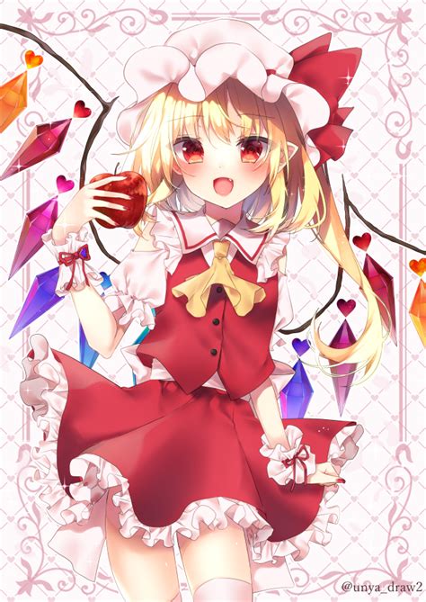 Chisiro Unya Unya Draw Flandre Scarlet Touhou Girl D Ascot Blonde Hair Crystal Fang