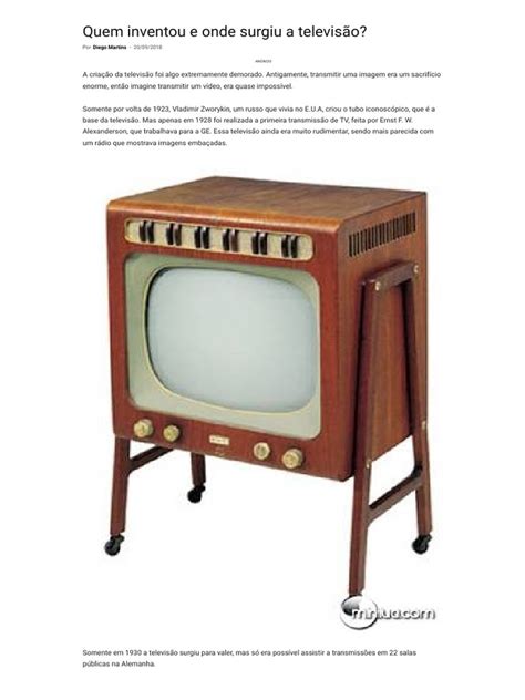 Quem Inventou e Onde Surgiu A Televisão - Minilua | PDF