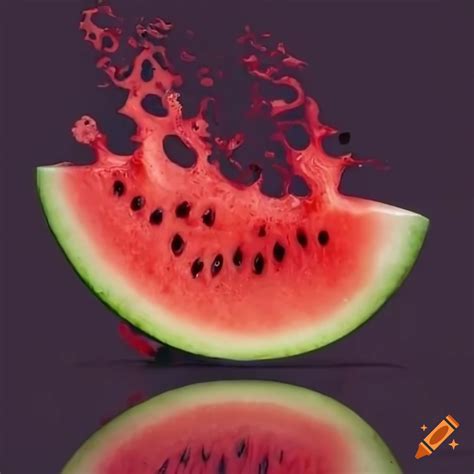 Sliced Watermelon With Red Splatters On Craiyon