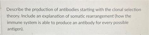 Solved Describe the production of antibodies starting with | Chegg.com