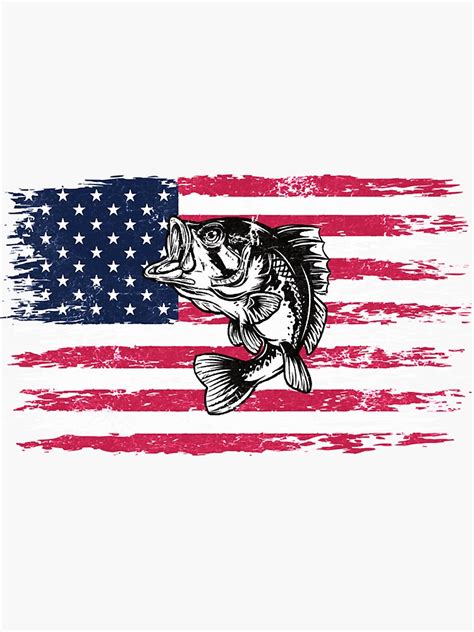 Bass Fishing Distressed American Flag Essential Sticker For Sale By