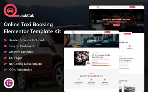 Quick Cab Online Taxi Booking Elementor Template Kit