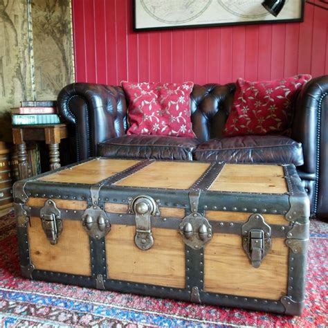 Trunk Coffee Table Steamer Trunk Storage Trunk Industrial Etsy