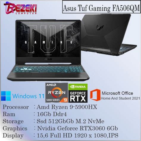 Jual Asus Tuf Gaming Fa506qm R936b6t O11ryzen 9 5900hx 16gb 512gb