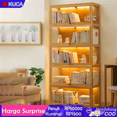 Promo Lemari Buku Transparan Rak Buku Serbaguna Lemari Buku Aesthetic