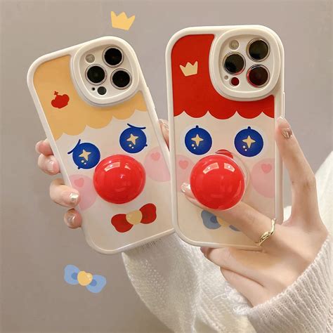 Painted Cartoon Clownnose Bracket Phone Case For Iphone 14 13 12 11