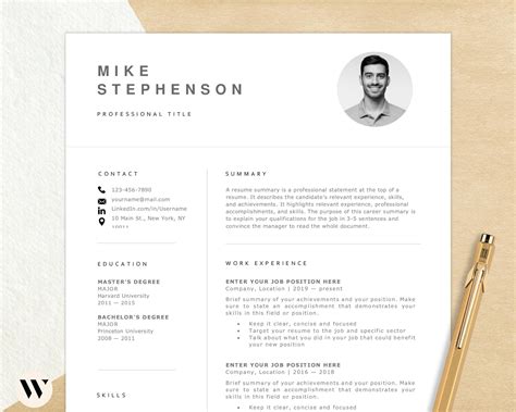 Professional Resume Template Word Mac Pages Google Docs - Etsy