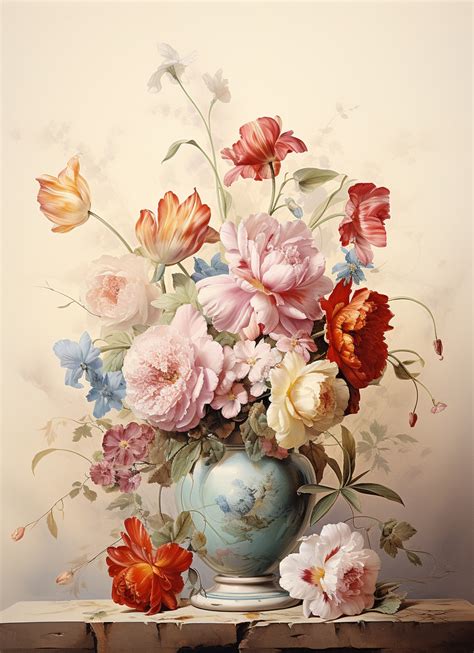 Vintage Painting Flowers Vase Free Stock Photo Public Domain Pictures