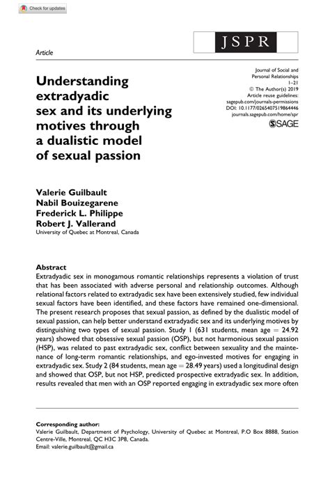 PDF Understanding Extradyadic Sex And Its Underlying Motives Through