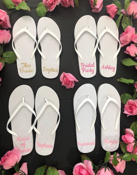 Bridal Party Flip Flops Bride Slippers Bridesmaid Ts Etsy